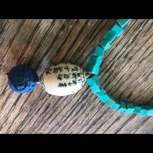 Asian & Crvd Blue Cinnabar Beads & Turquoise Cubes